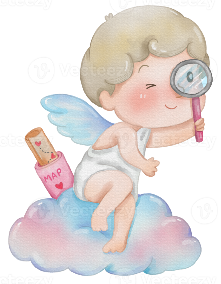 Watercolor Valentine's Day Cupid cartoon cute png