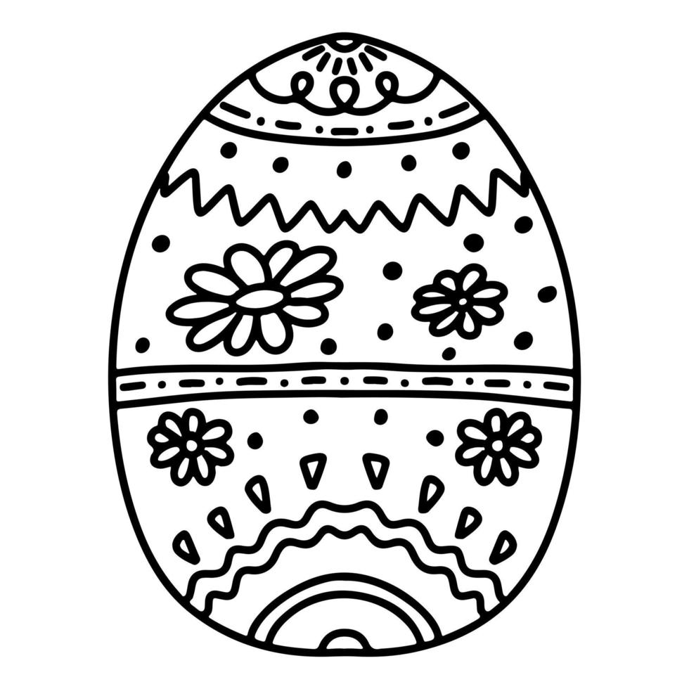 Easter egg in hand drawn doodle style. Coloring book for children. vector