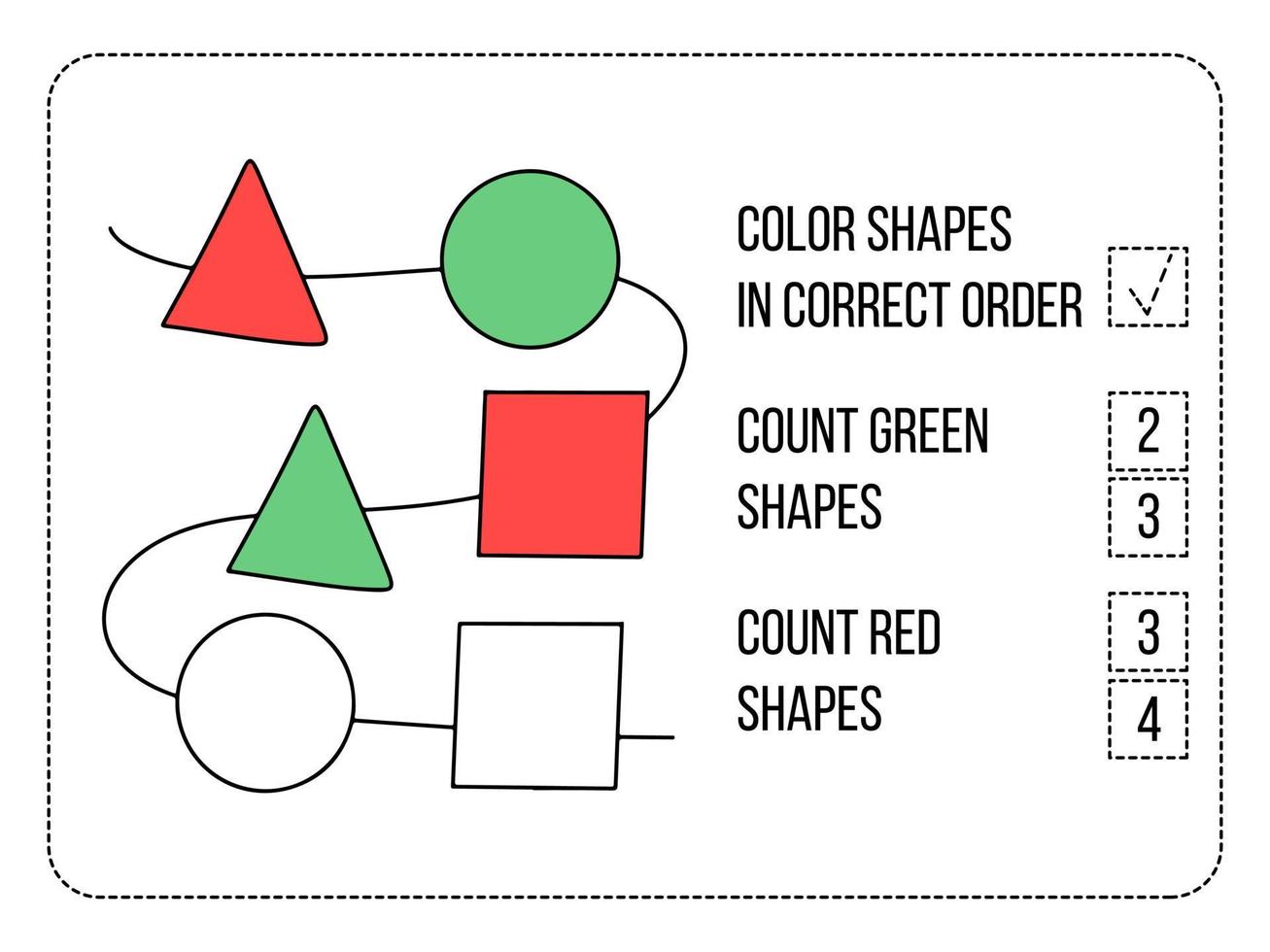 Color shapes game. Match by color. Education game for children
