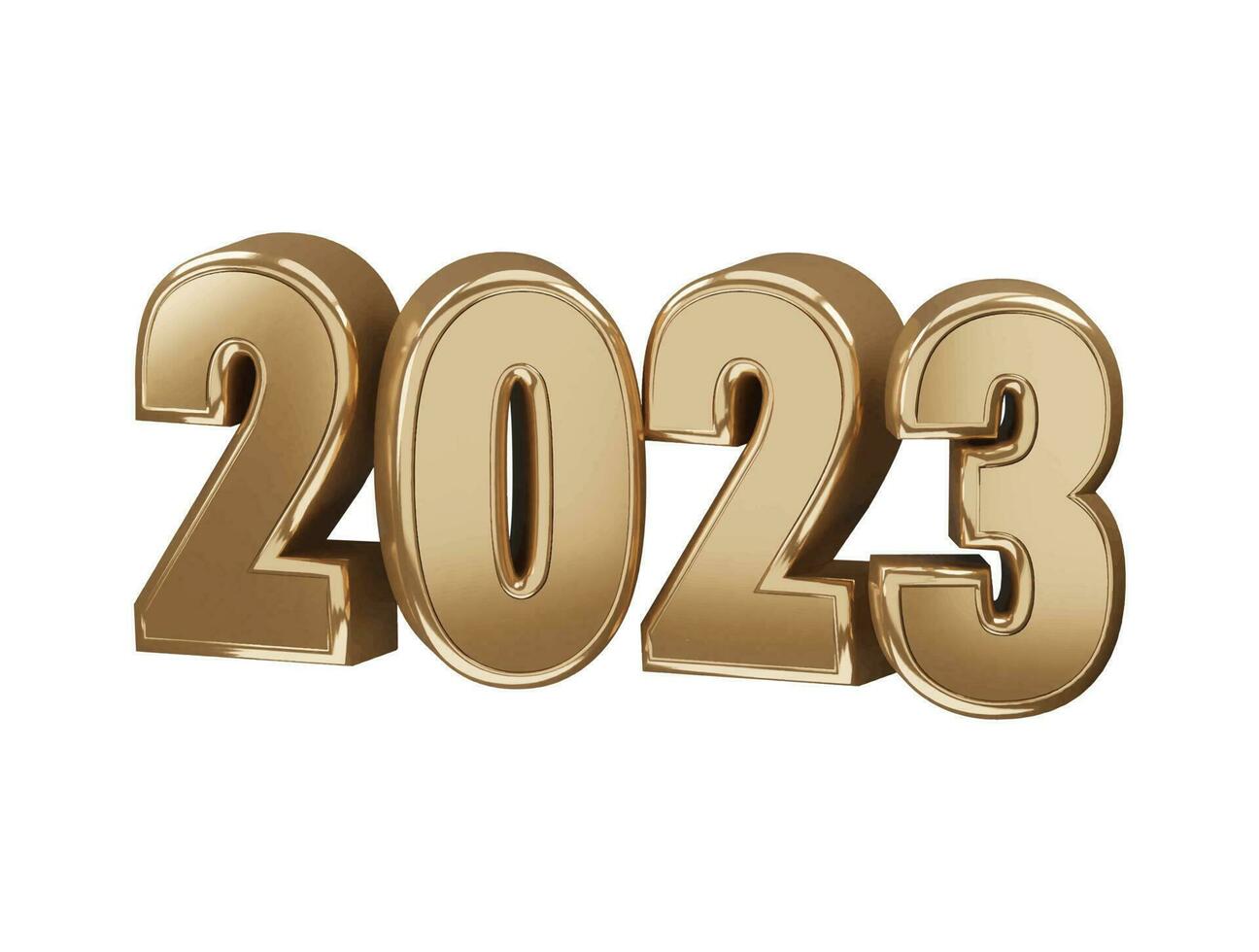 representación 3d realista efecto de texto de año nuevo 2023 vector