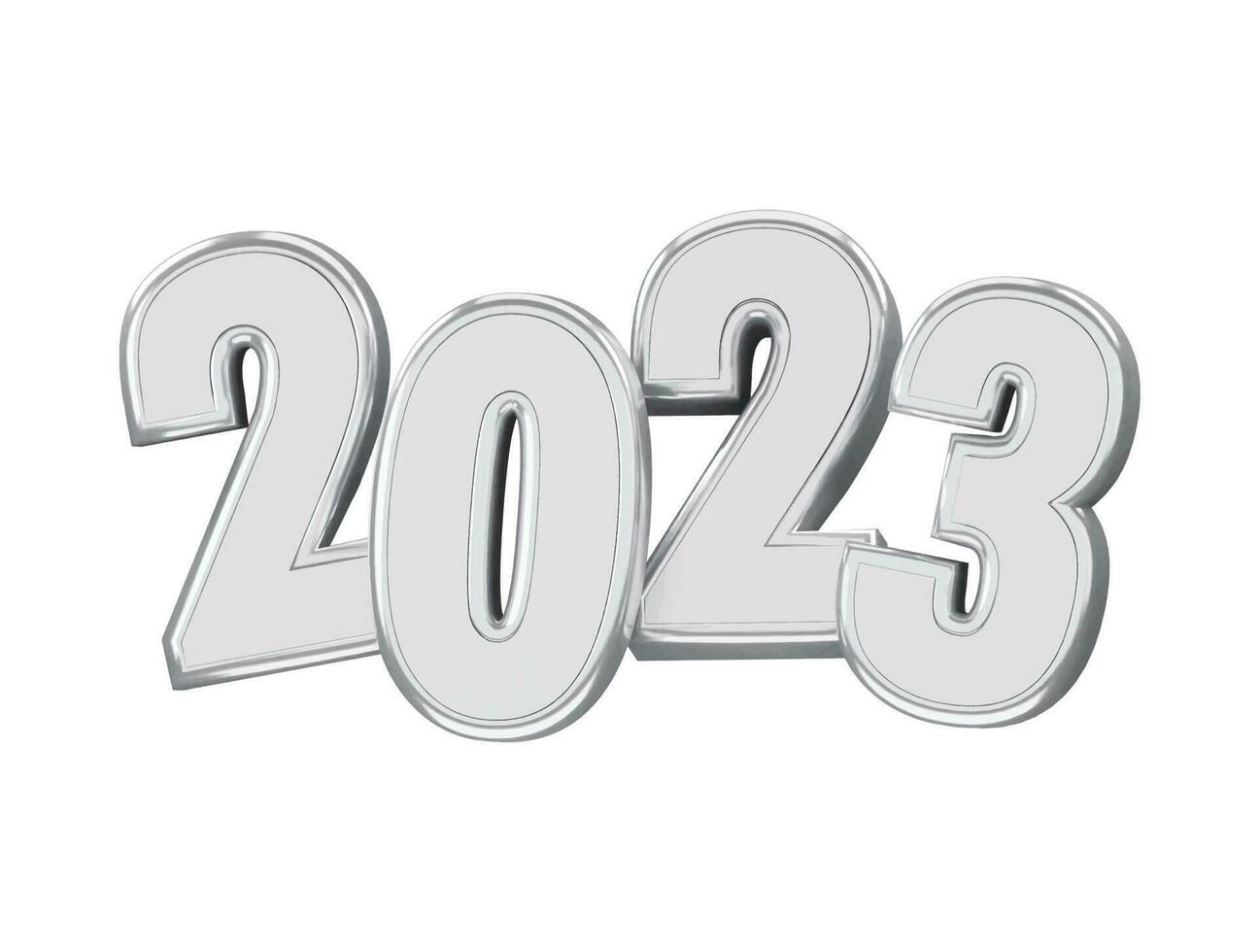 Realistic 3d rendering 2023 new year text effect vector
