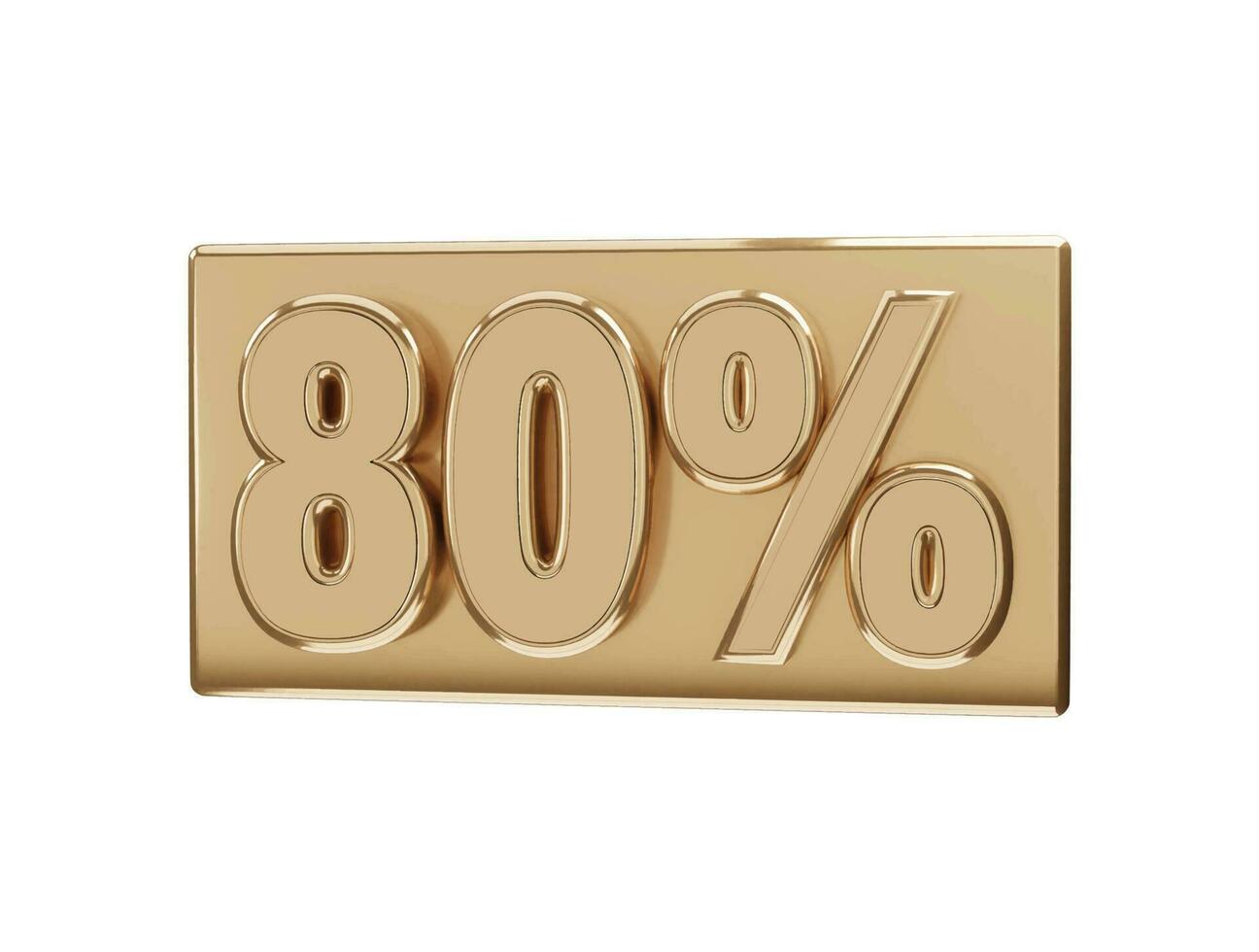 80 percent Golden number with 3d rendering vector