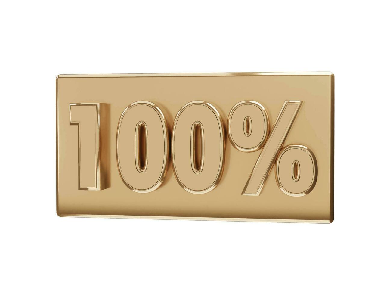 100 percent Golden number with 3d rendering vector