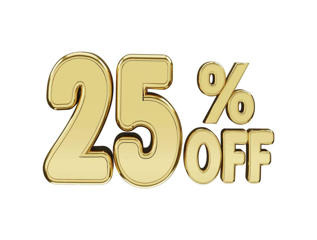 25 percent Golden number with 3d rendering vector