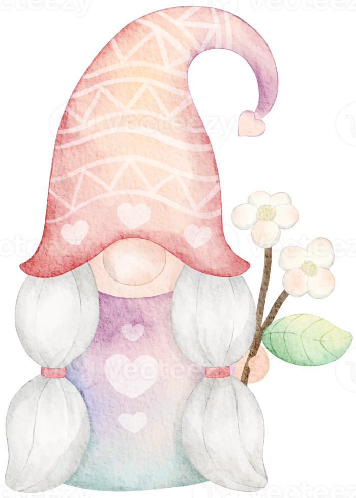 clipart de acuarela de gnomos de san valentín png