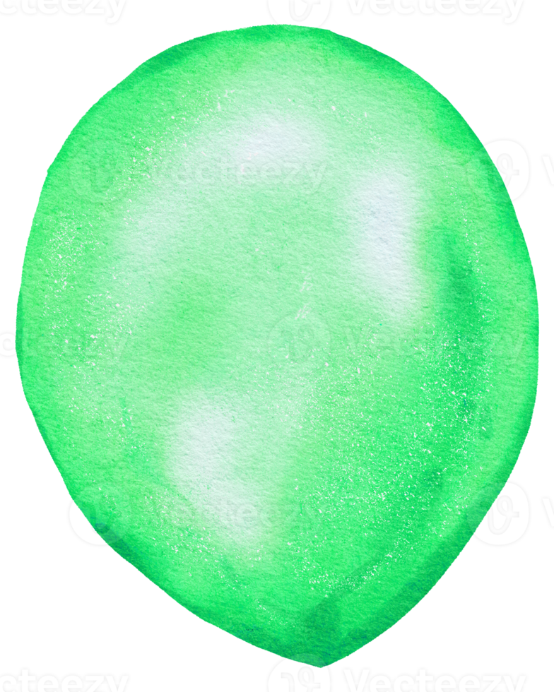 Watercolor Green Foil Balloon element hand painted png