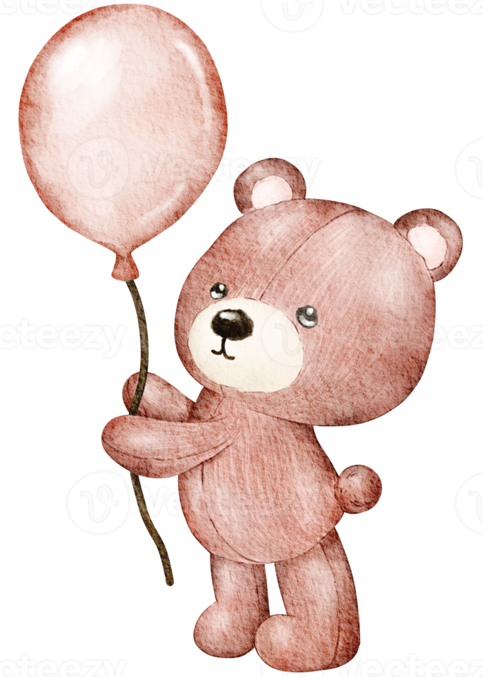 Watercolor Valentine's Day Teddy bear png