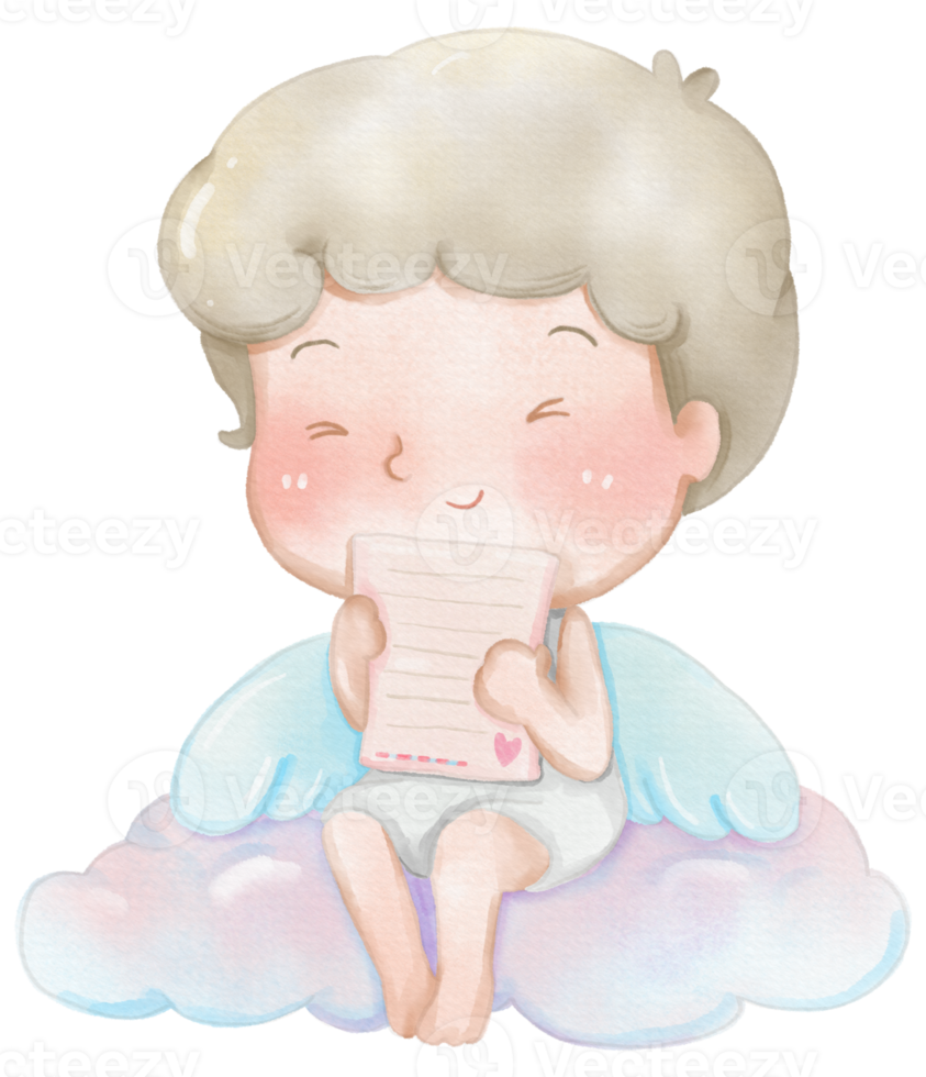 Watercolor Valentine's Day Cupid cartoon cute png