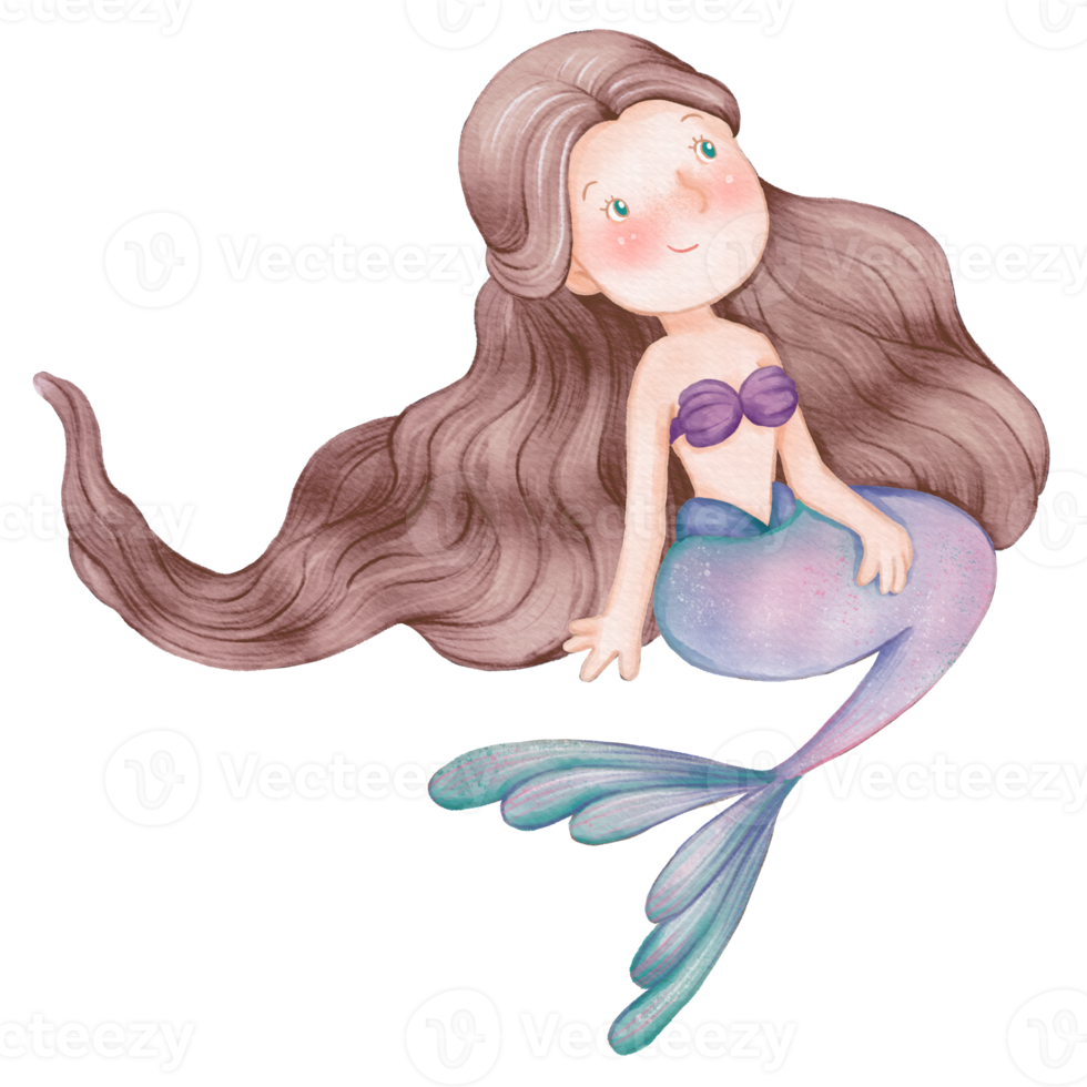 Watercolor Cute Mermaid Clipart Png 16626880 Png