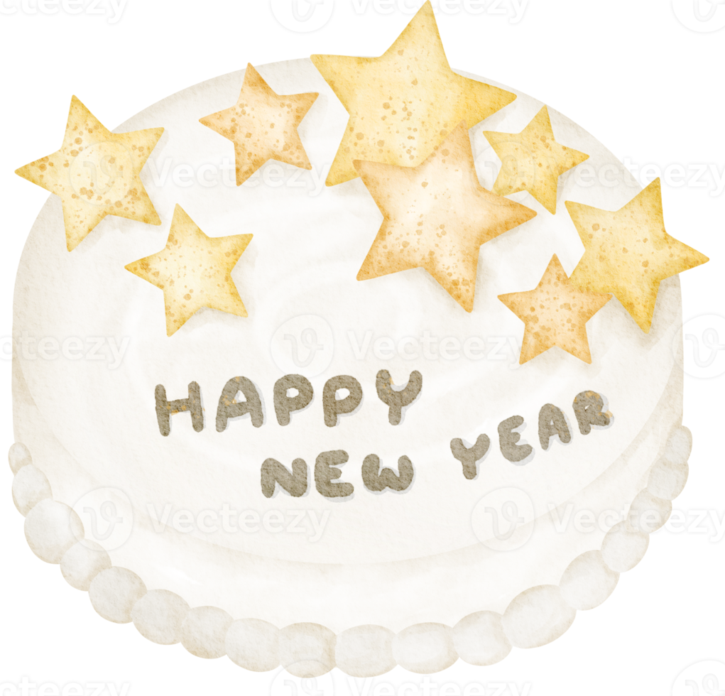 Watercolor Happy New Year Clipart Element png