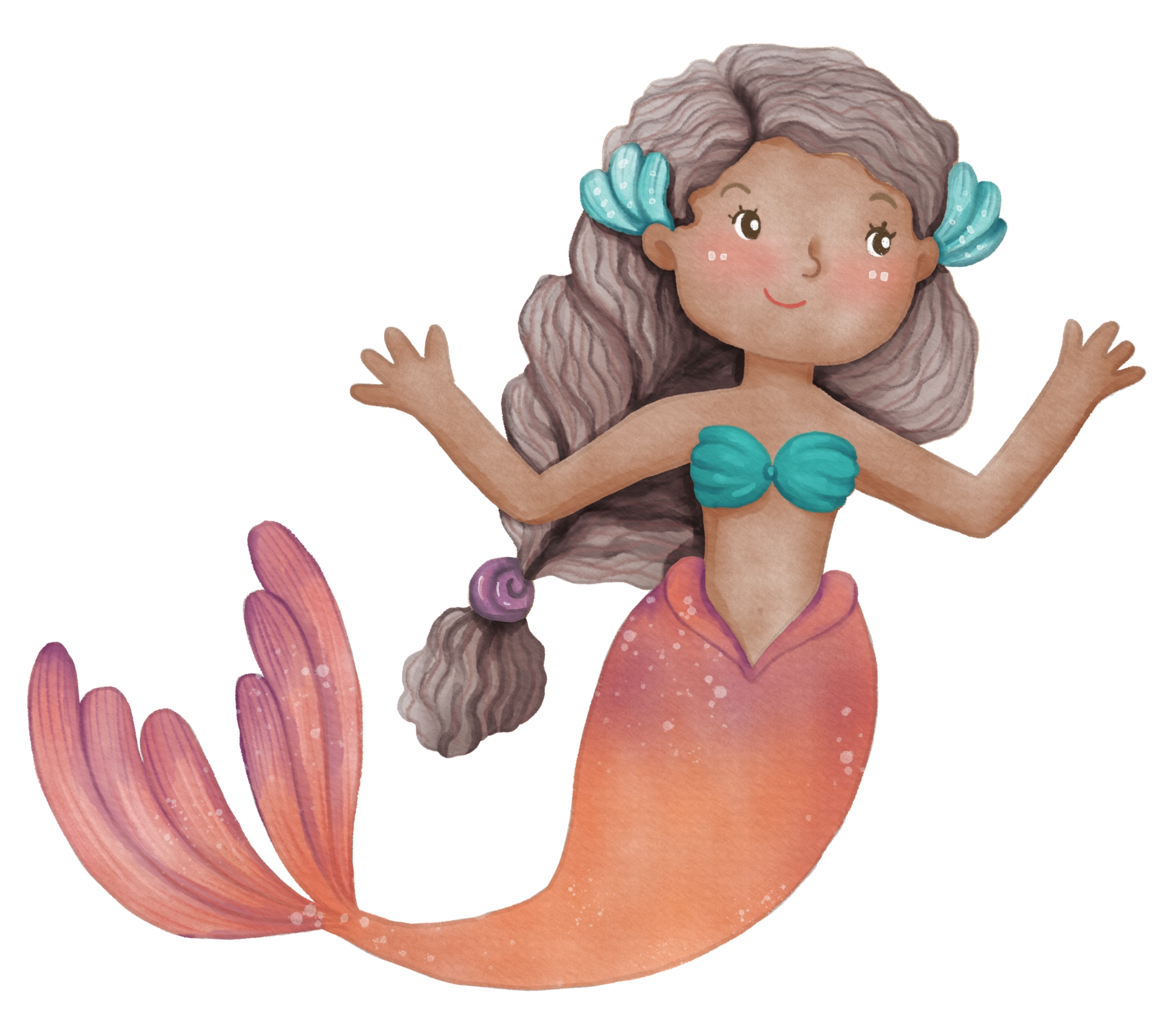 Watercolor Cute Mermaid Clipart Png 16626886 Png