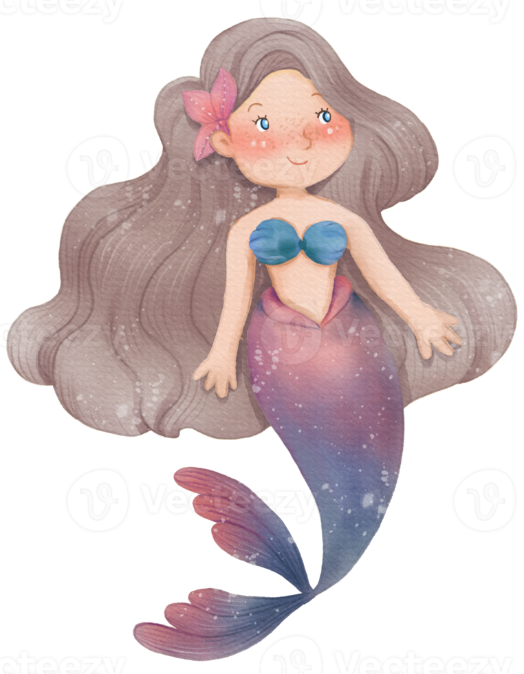 acuarela linda sirena clipart, png