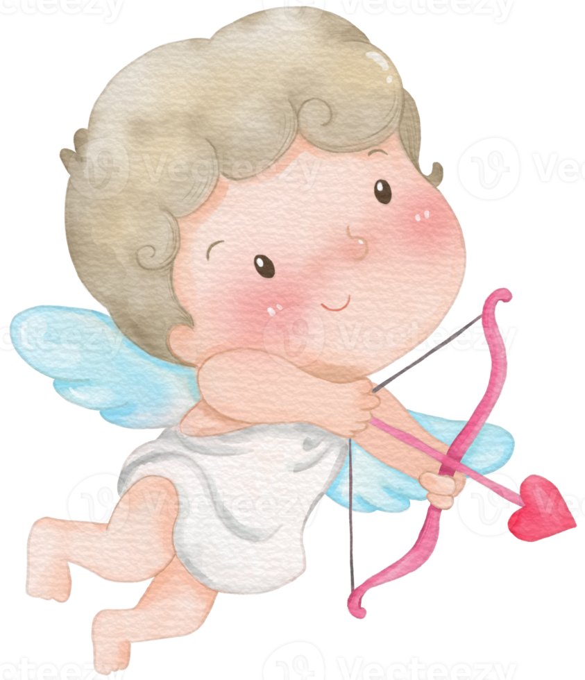 Watercolor Valentine's Day Cupid cartoon cute png