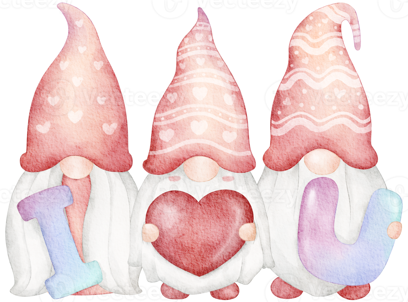 clipart aquarelle de gnomes de la saint-valentin png