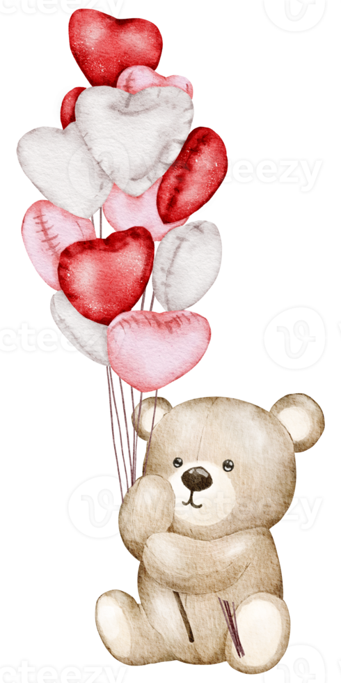 Valentine Teddy Bear watercolor element png