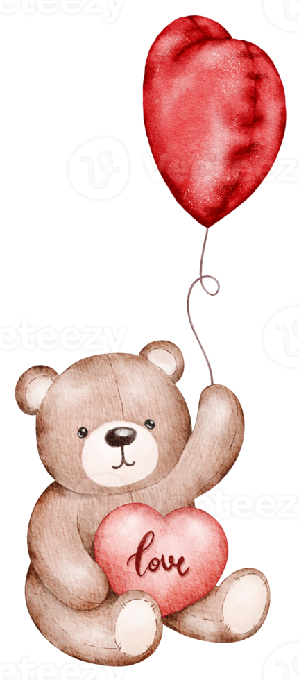 valentine teddy Björn vattenfärg element png