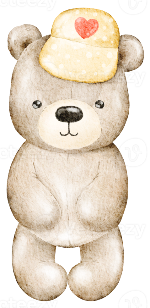 Watercolor Valentine's Day Teddy bear png