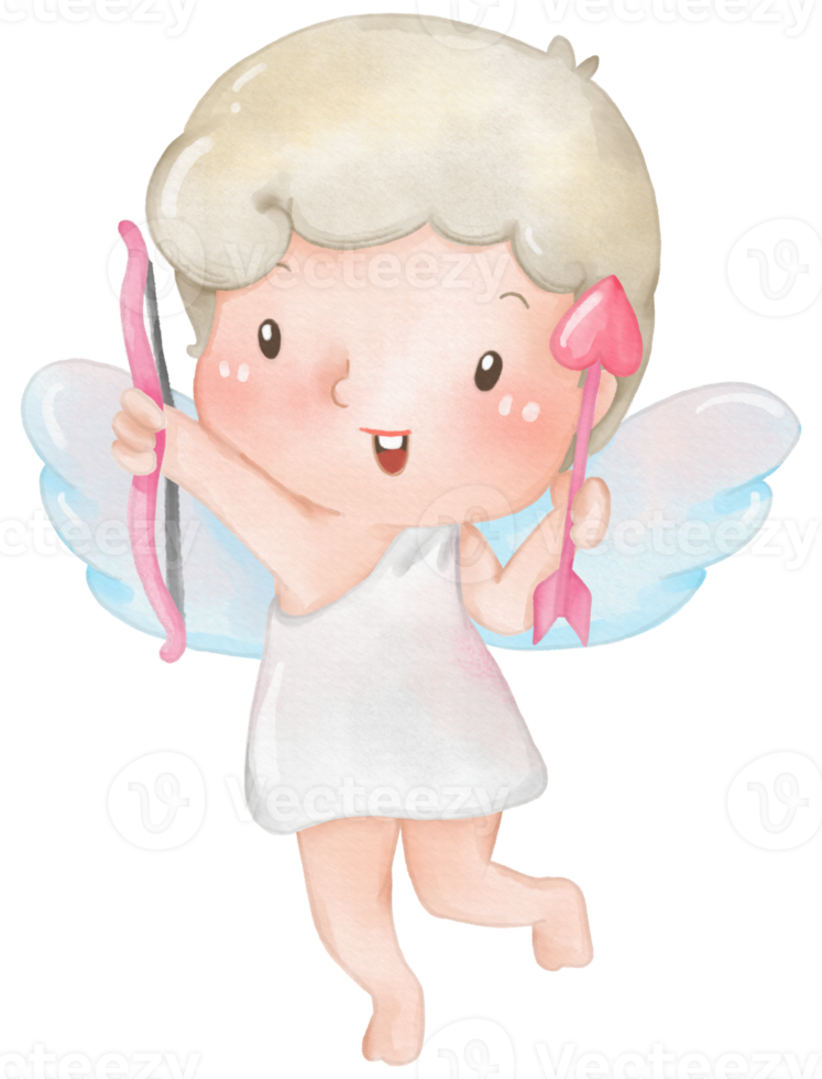 Watercolor Valentine's Day Cupid cartoon cute png