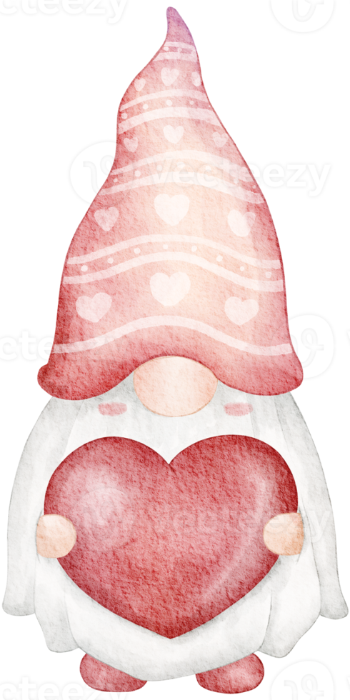 clipart aquarelle de gnomes de la saint-valentin png