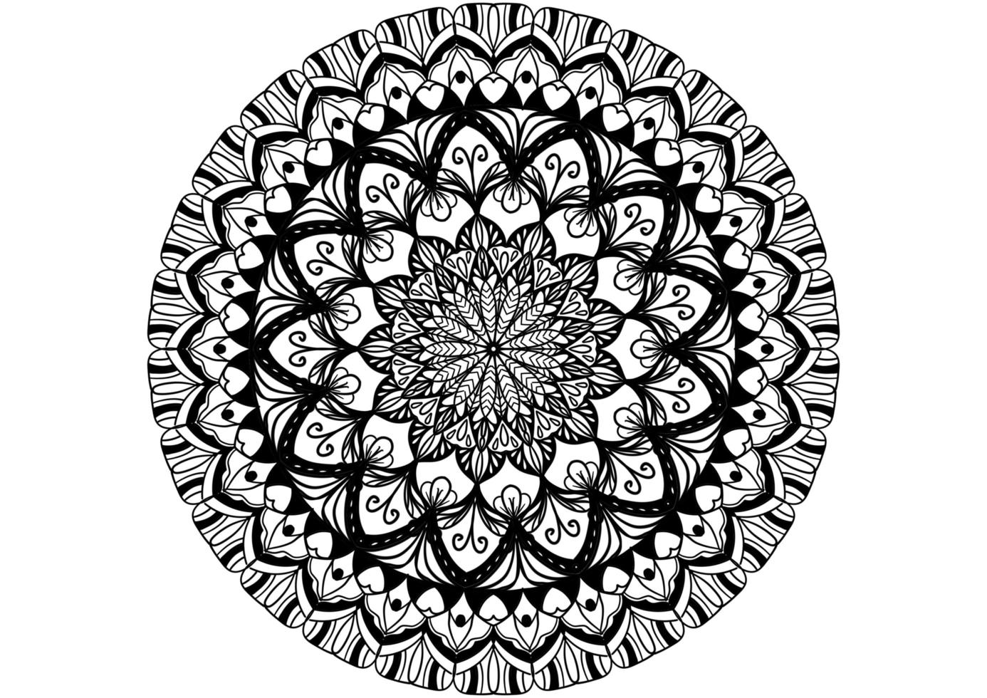 Pattern of mandala for Henna, Mehndi, tattoo, decorative ornament in ethnic oriental style, coloring book page. photo