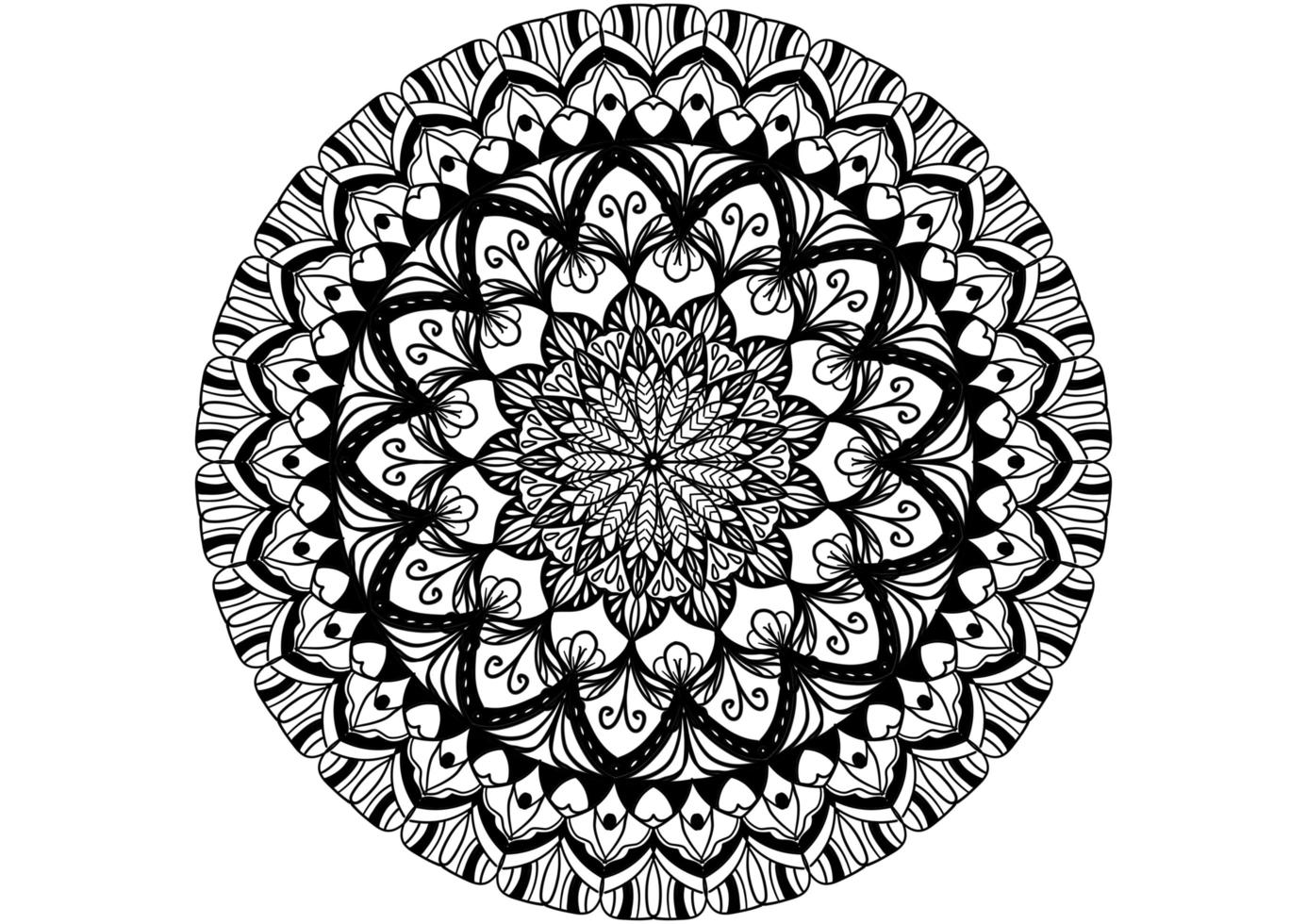 Pattern of mandala for Henna, Mehndi, tattoo, decorative ornament in ethnic oriental style, coloring book page. photo