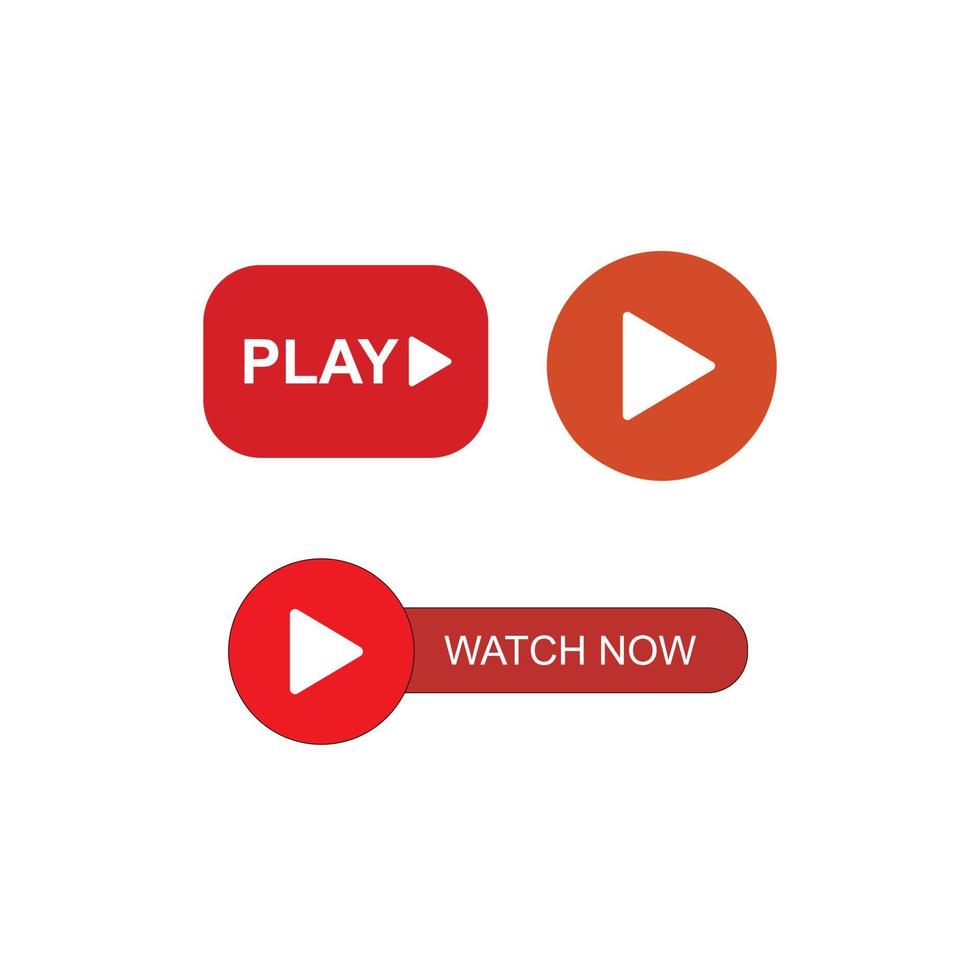 YouTube Play Button and Watch now icon vector