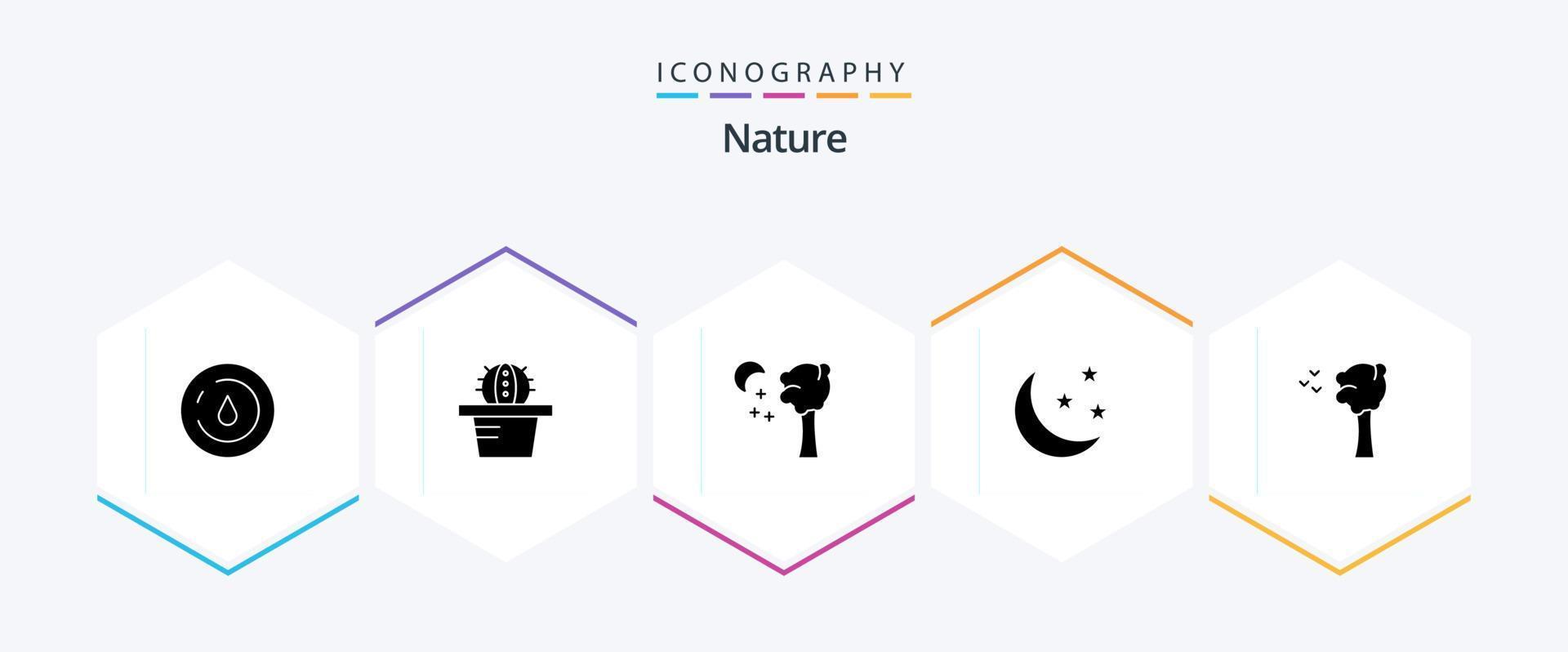 Nature 25 Glyph icon pack including . nature. night. birds. nature vector