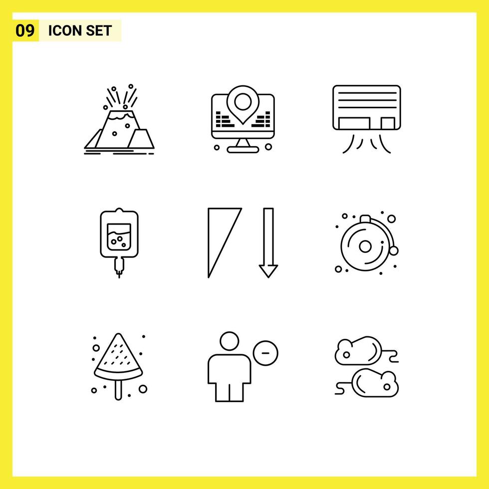 Pictogram Set of 9 Simple Outlines of sort samples map sugar test blood Editable Vector Design Elements