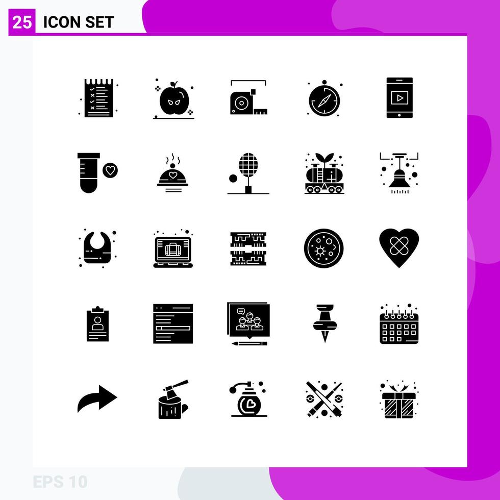 25 Creative Icons Modern Signs and Symbols of video mobile measurement guide camping Editable Vector Design Elements