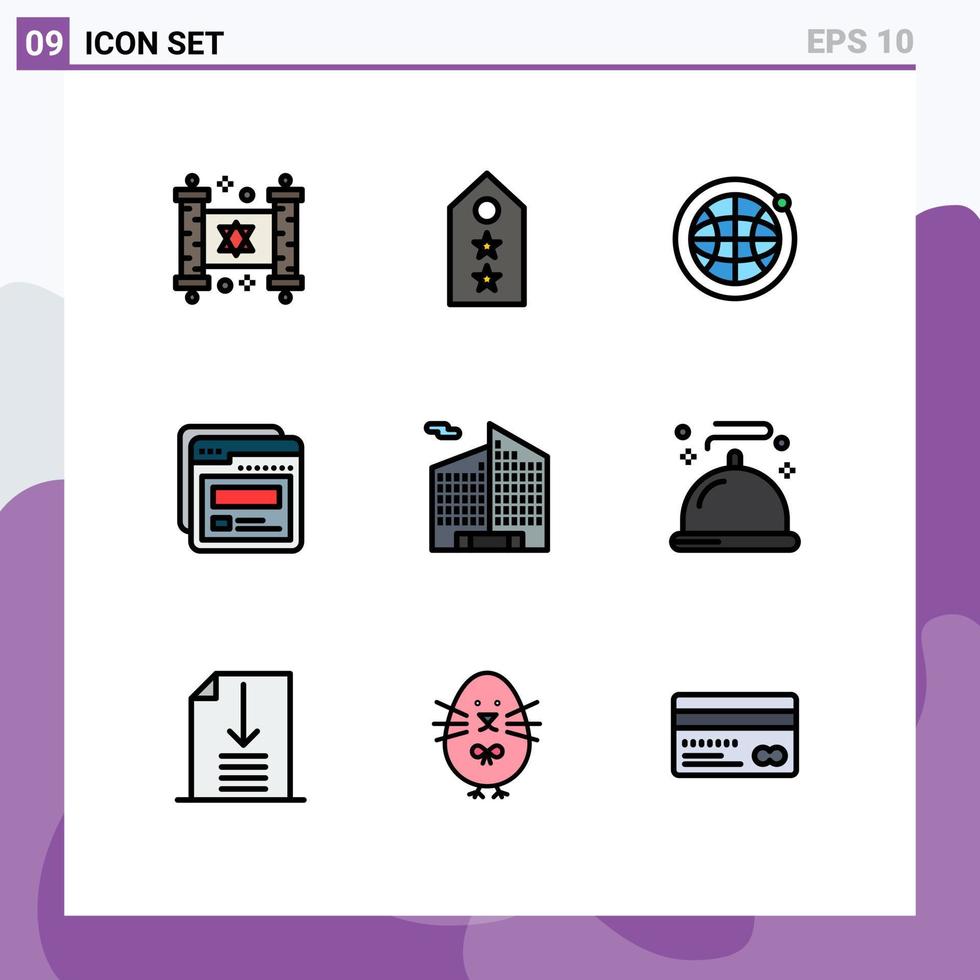 Universal Icon Symbols Group of 9 Modern Filledline Flat Colors of business help two web page Editable Vector Design Elements