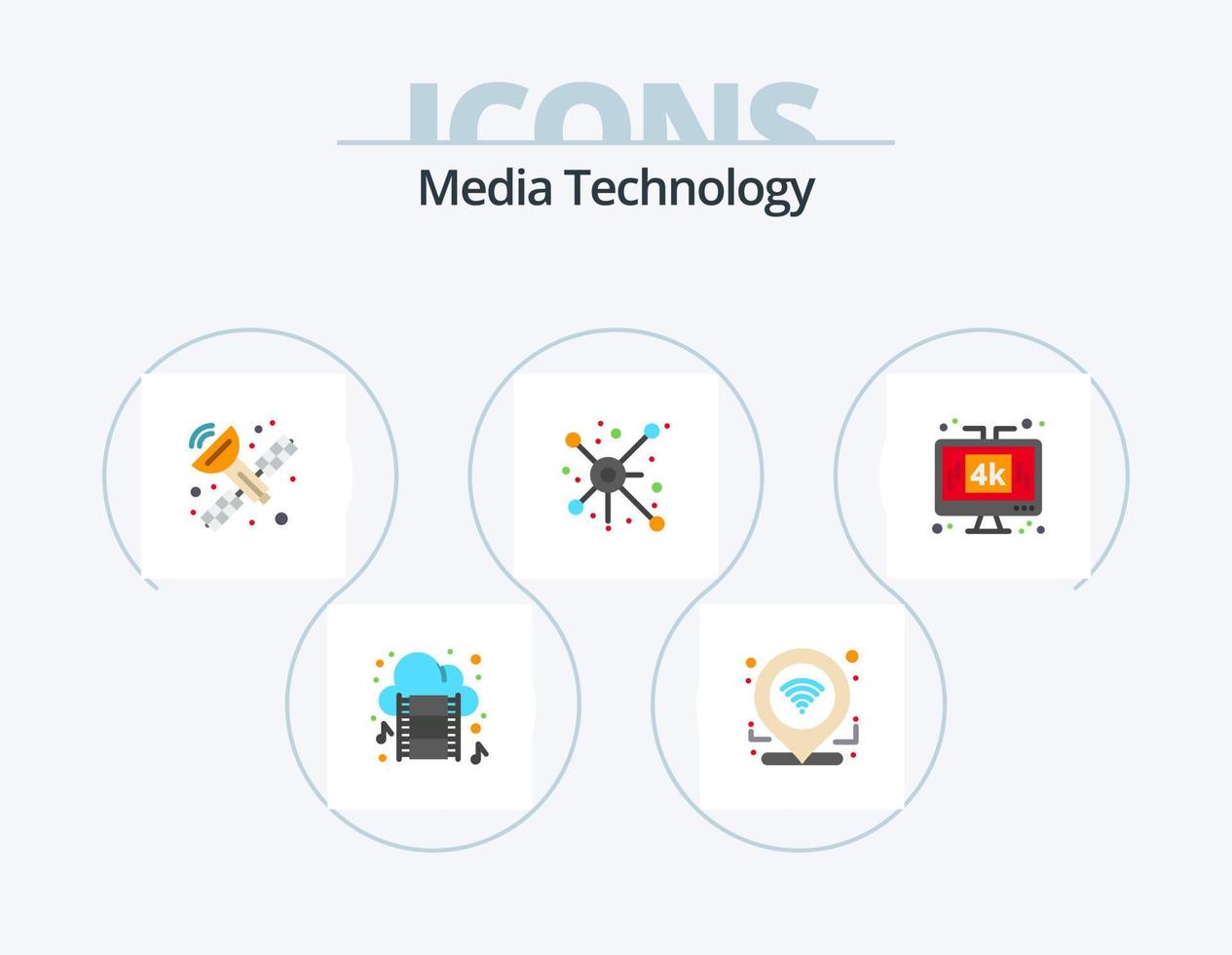 Media Technology Flat Icon Pack 5 Icon Design. media. computer. communication. connection. network vector