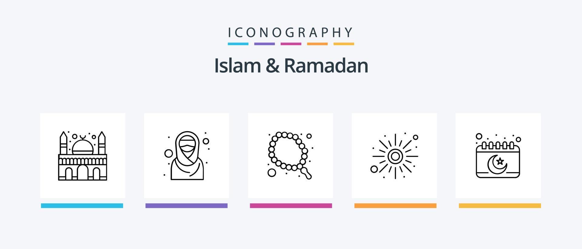 Islam And Ramadan Line 5 Icon Pack Including decoration. tasbeeh. pattern. religion. islamic. Creative Icons Design vector