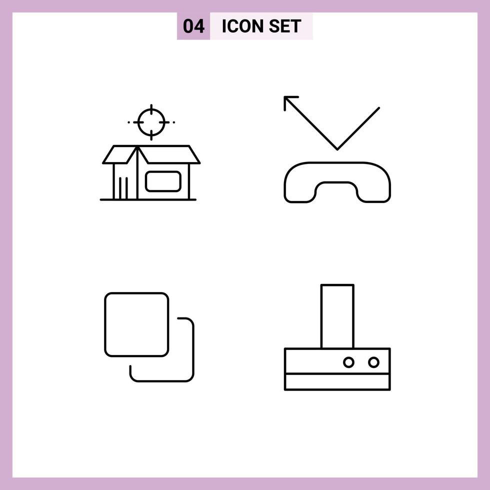 Modern Set of 4 Filledline Flat Colors and symbols such as open product quadruple product phone extractor Editable Vector Design Elements