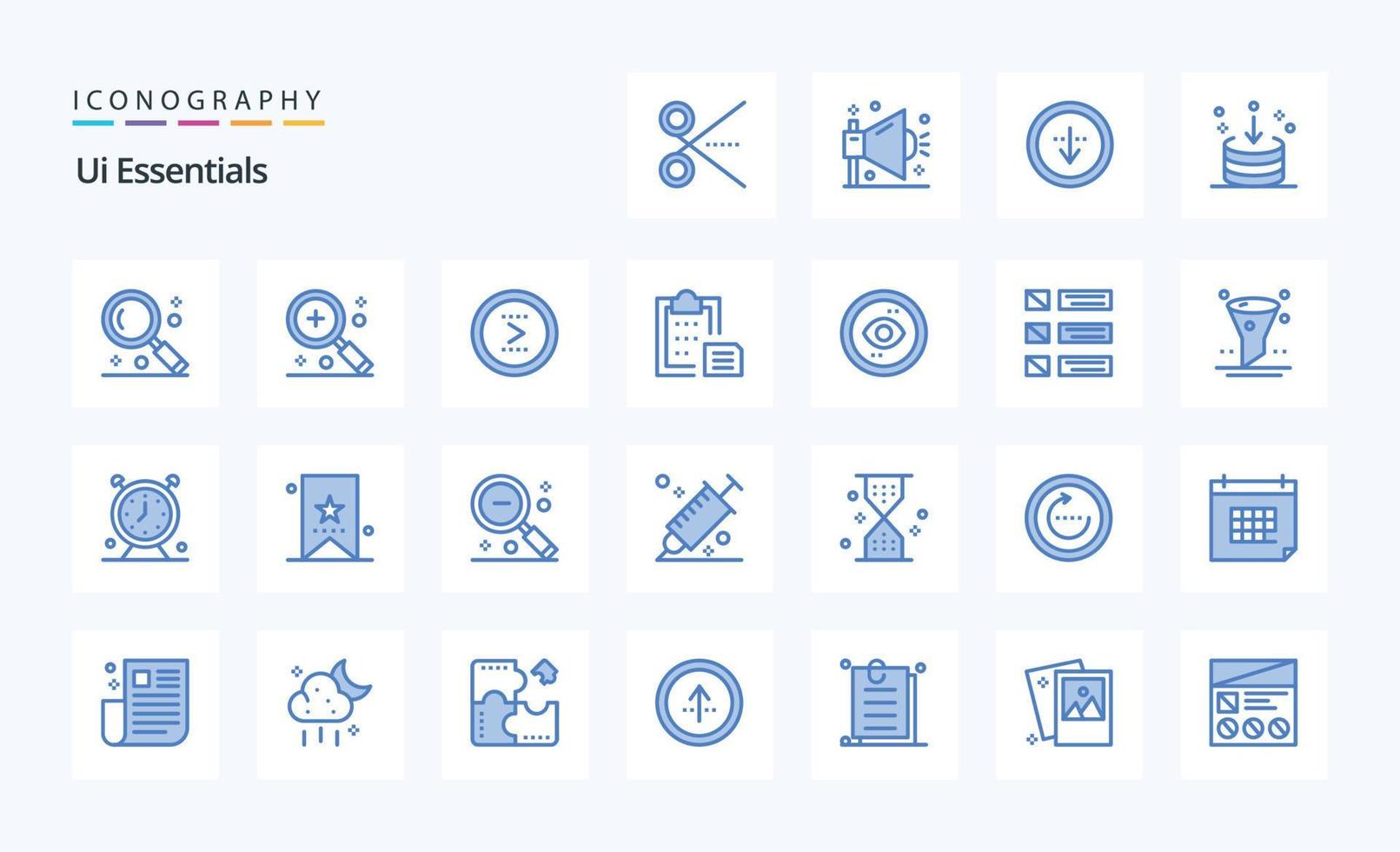 25 Ui Essentials Blue icon pack vector