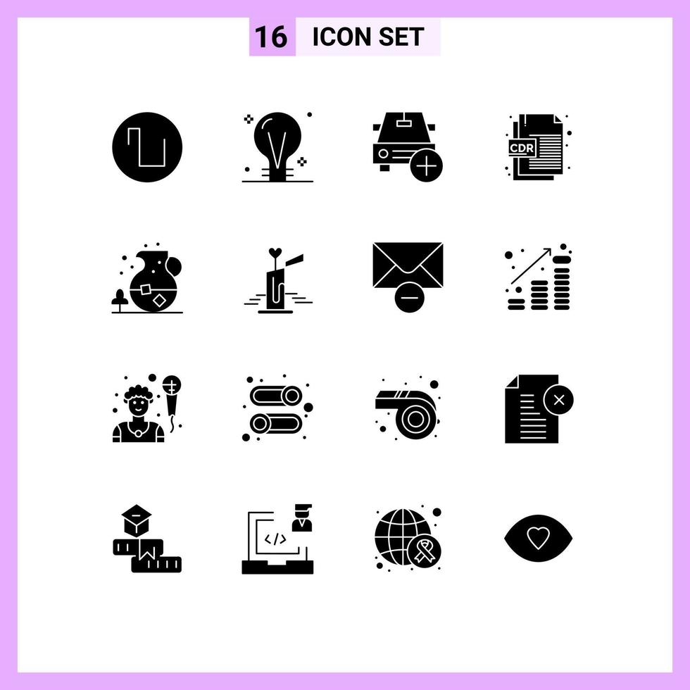 paquete de iconos de vector de stock de 16 signos y símbolos de línea para corel de hielo agregar vehículos de formato cdr elementos de diseño de vector editables