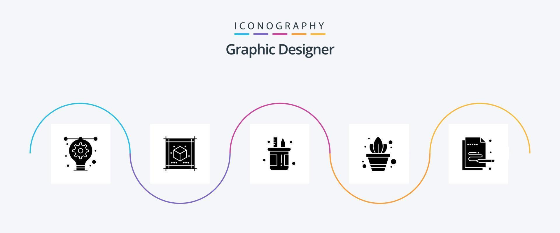 Graphic Designer Glyph 5 Icon Pack Including paint. potted plant. box. plant. pot vector