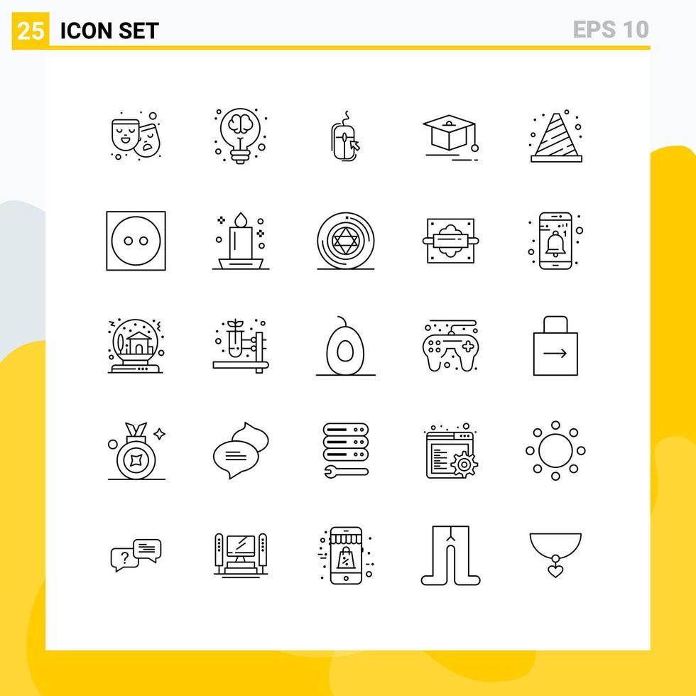 Pictogram Set of 25 Simple Lines of attention education science cap online Editable Vector Design Elements