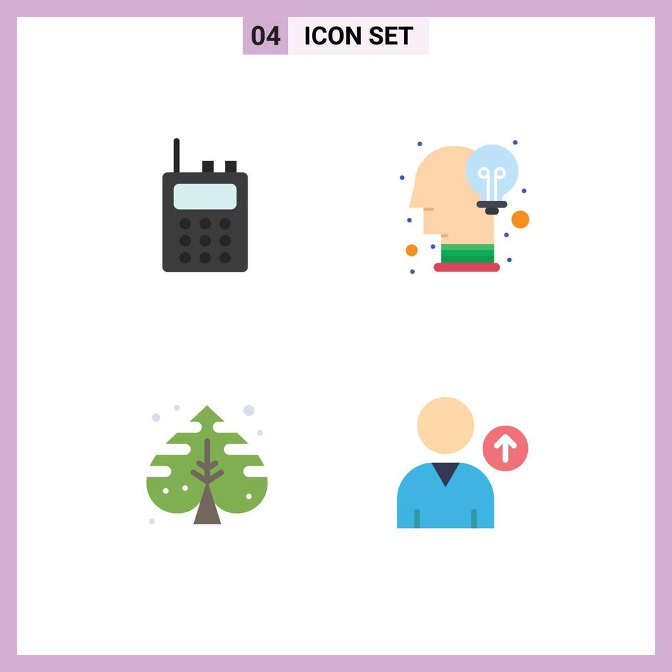 Pictogram Set of 4 Simple Flat Icons of communication creative brain opinion avatar Editable Vector Design Elements