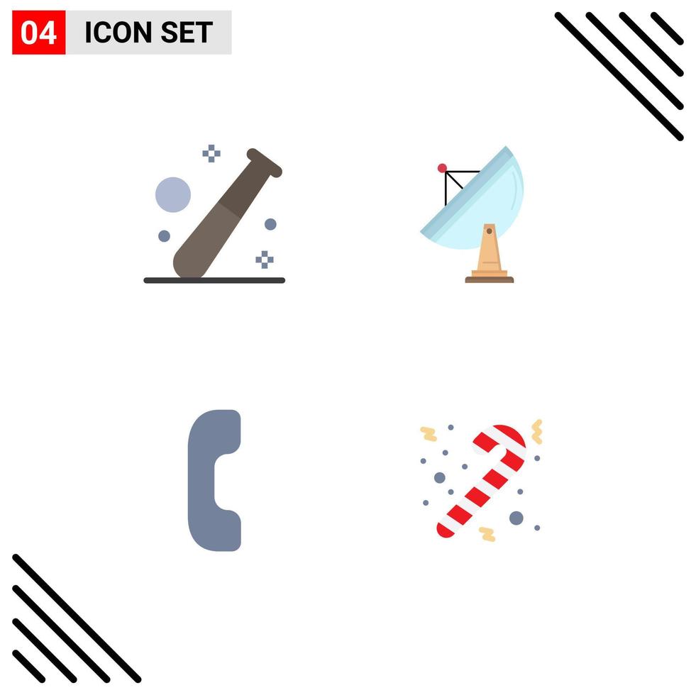 conjunto de 4 iconos planos vectoriales en cuadrícula para antena de gimnasio de plato de bola llamada elementos de diseño vectorial editables vector