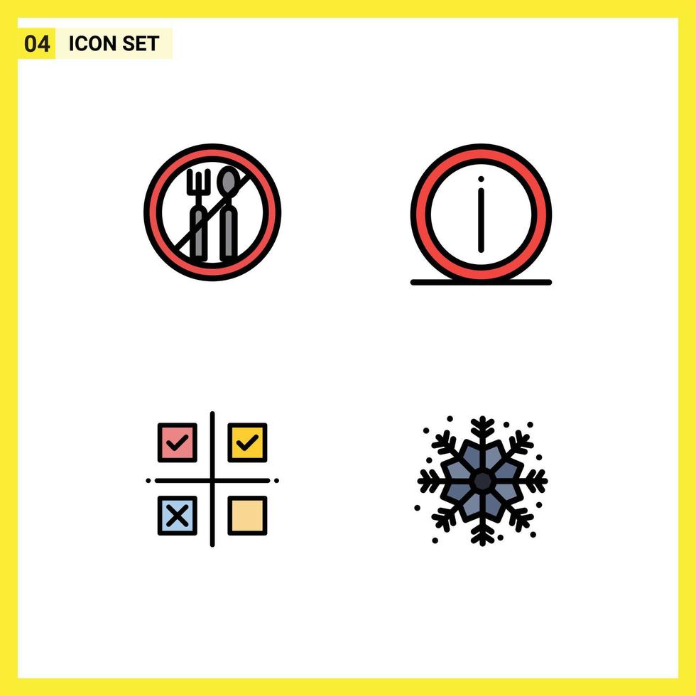 Set of 4 Modern UI Icons Symbols Signs for fasting management details info product Editable Vector Design Elements