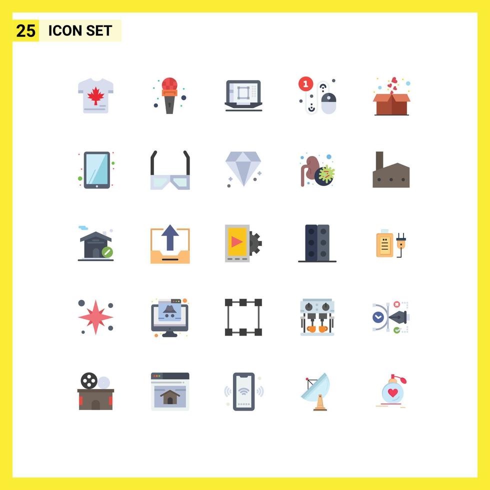 Pack of 25 Modern Flat Colors Signs and Symbols for Web Print Media such as pay buy reporter business enhance Editable Vector Design Elements