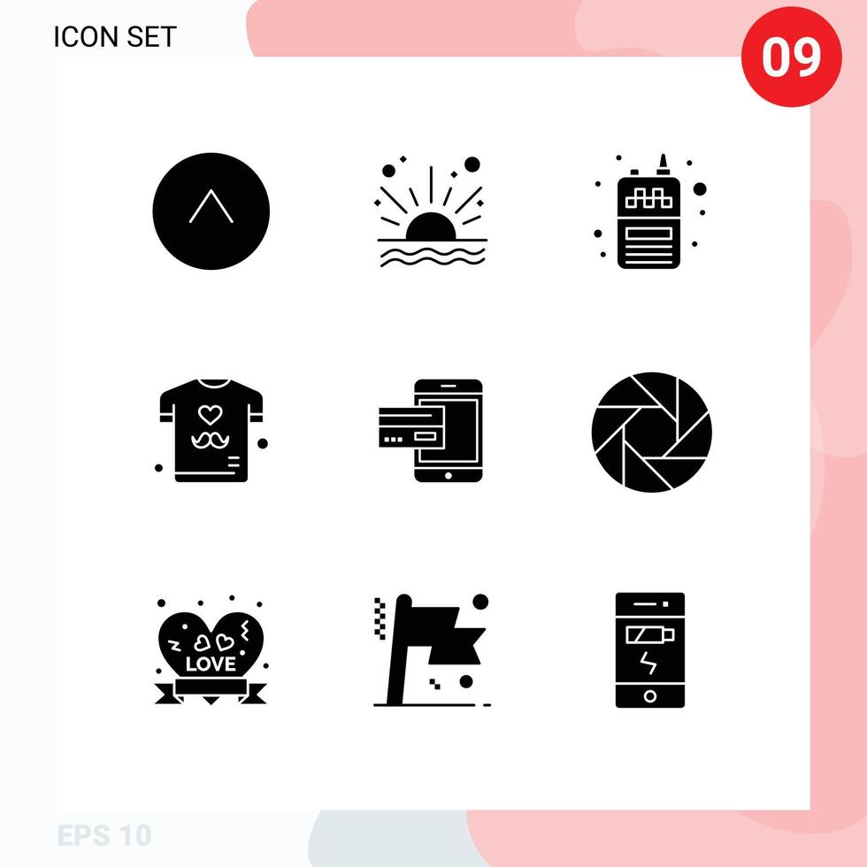9 Creative Icons Modern Signs and Symbols of banking payment radio shirt father Editable Vector Design Elements