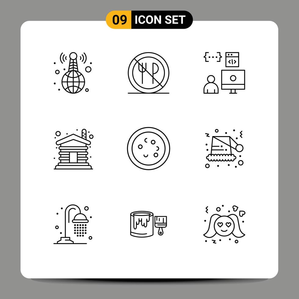 Set of 9 Modern UI Icons Symbols Signs for bacteria wooden app wood programmer Editable Vector Design Elements