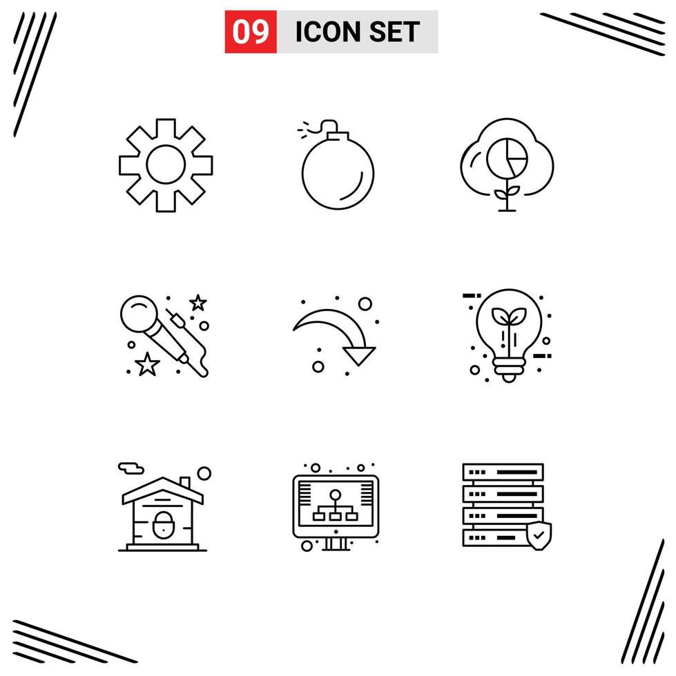 Modern Set of 9 Outlines Pictograph of down reload economy refresh mic Editable Vector Design Elements