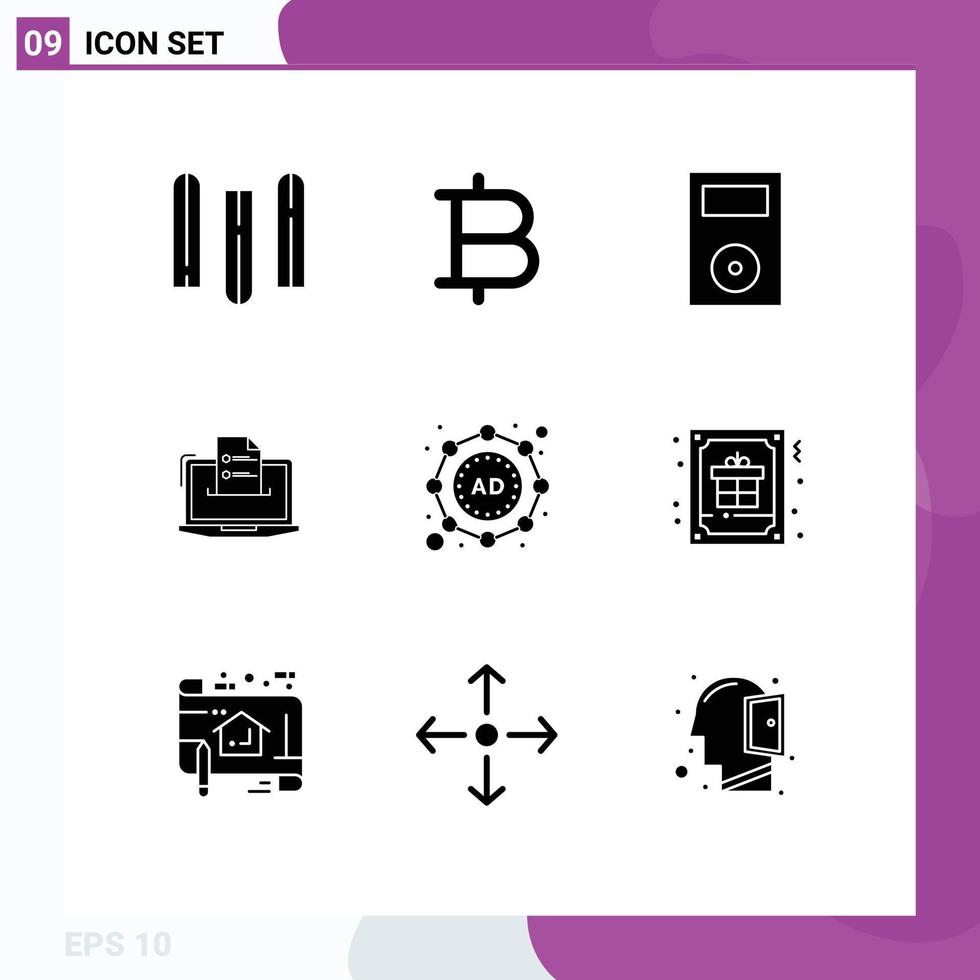 Set of 9 Modern UI Icons Symbols Signs for web resume ipod online business Editable Vector Design Elements