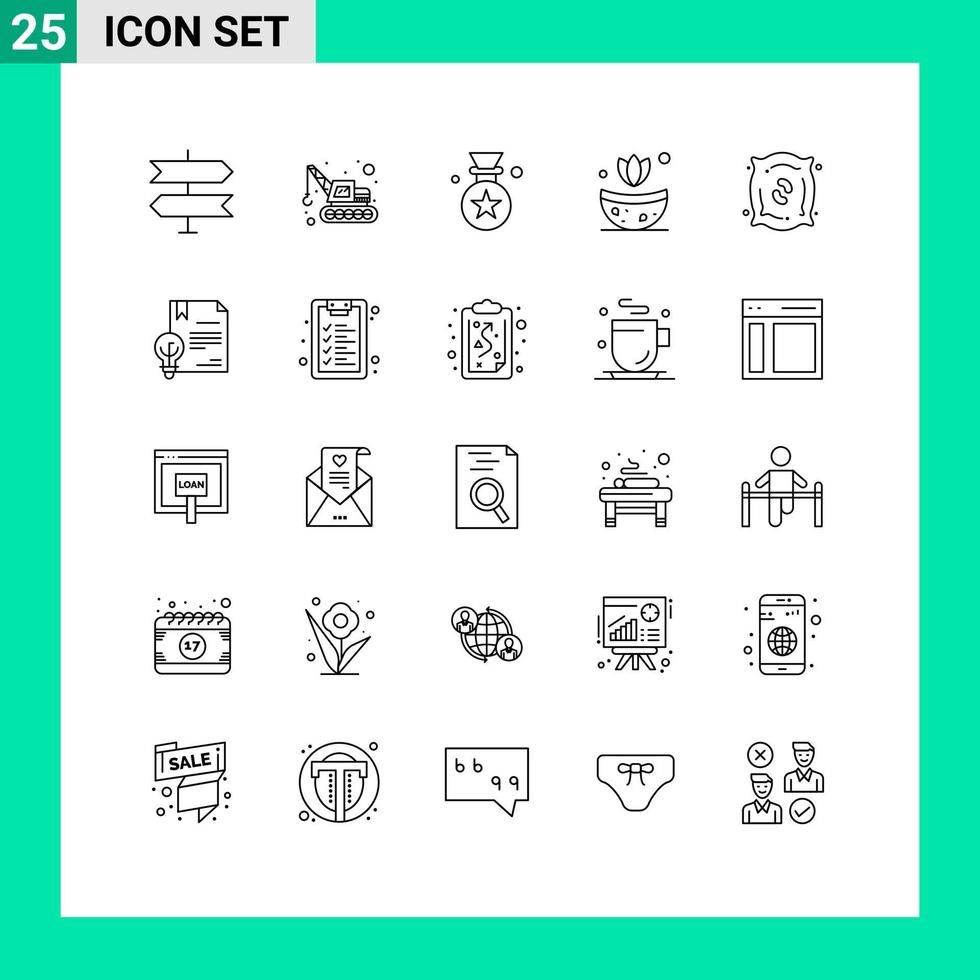 Pack of 25 Modern Lines Signs and Symbols for Web Print Media such as business plant badge fertilizer herb Editable Vector Design Elements