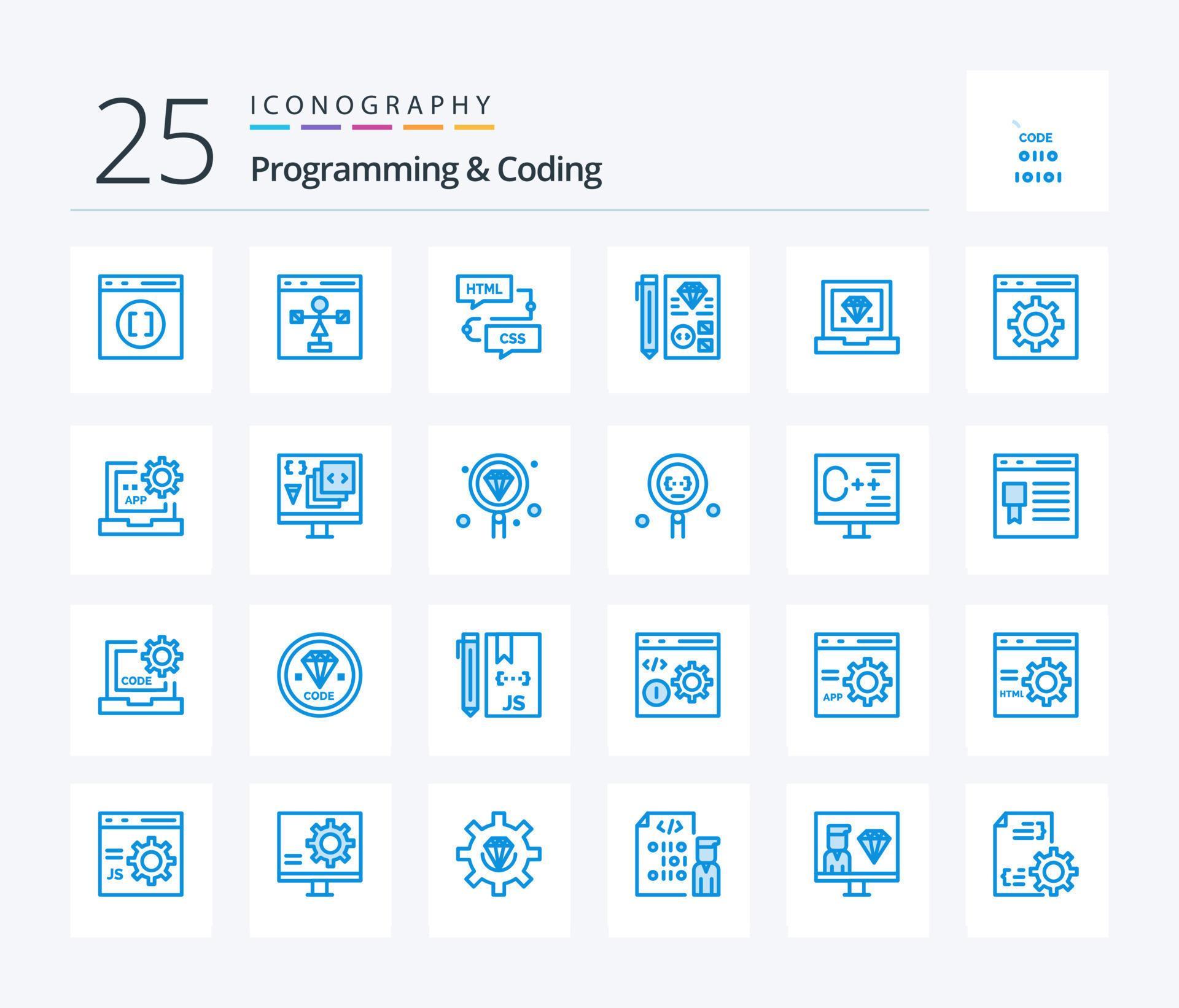 Programming And Coding 25 Blue Color icon pack including development ...
