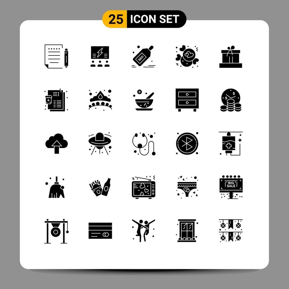 Universal Icon Symbols Group of 25 Modern Solid Glyphs of chocolate offer team discount packages Editable Vector Design Elements