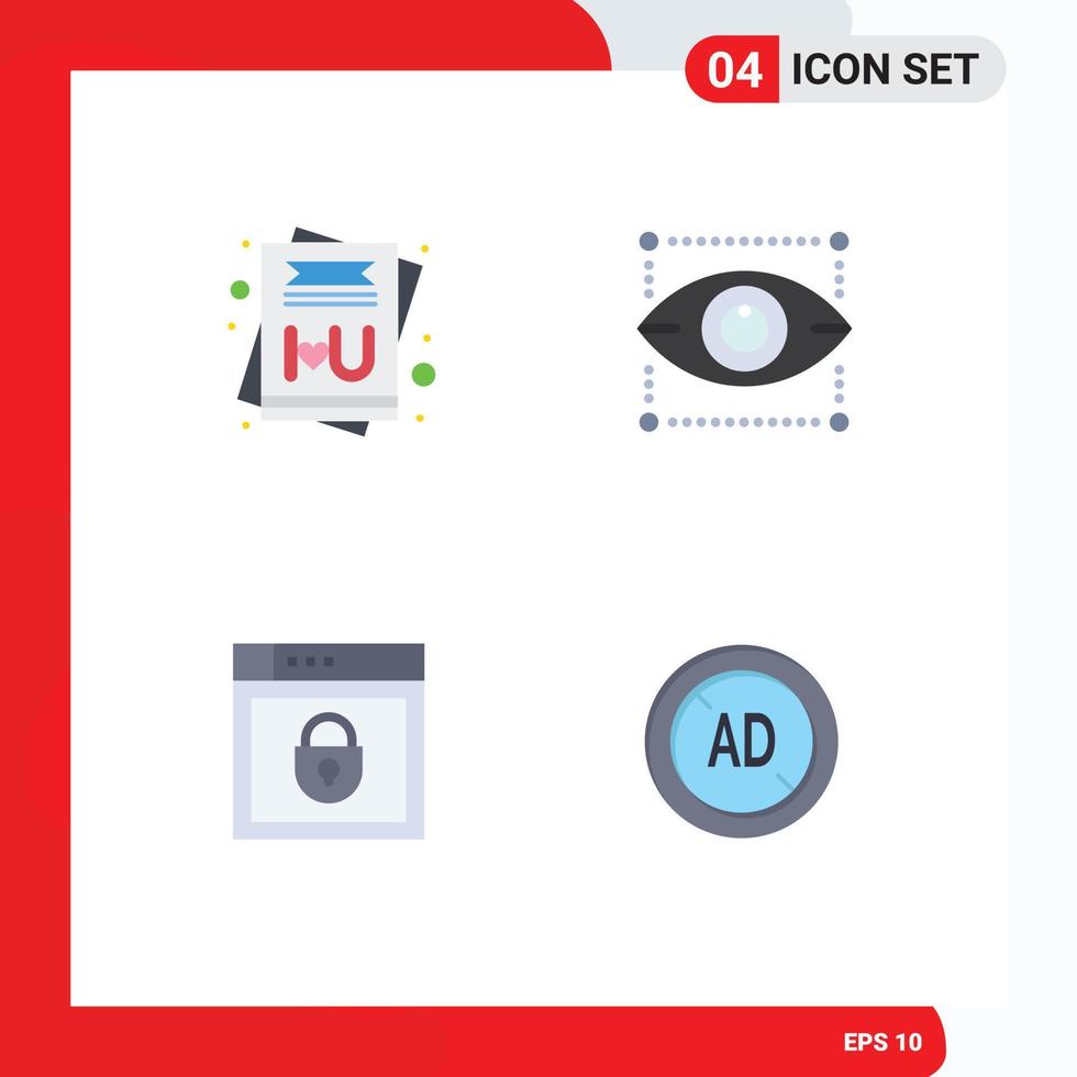 4 User Interface Flat Icon Pack of modern Signs and Symbols of card shield creativity eye ad Editable Vector Design Elements