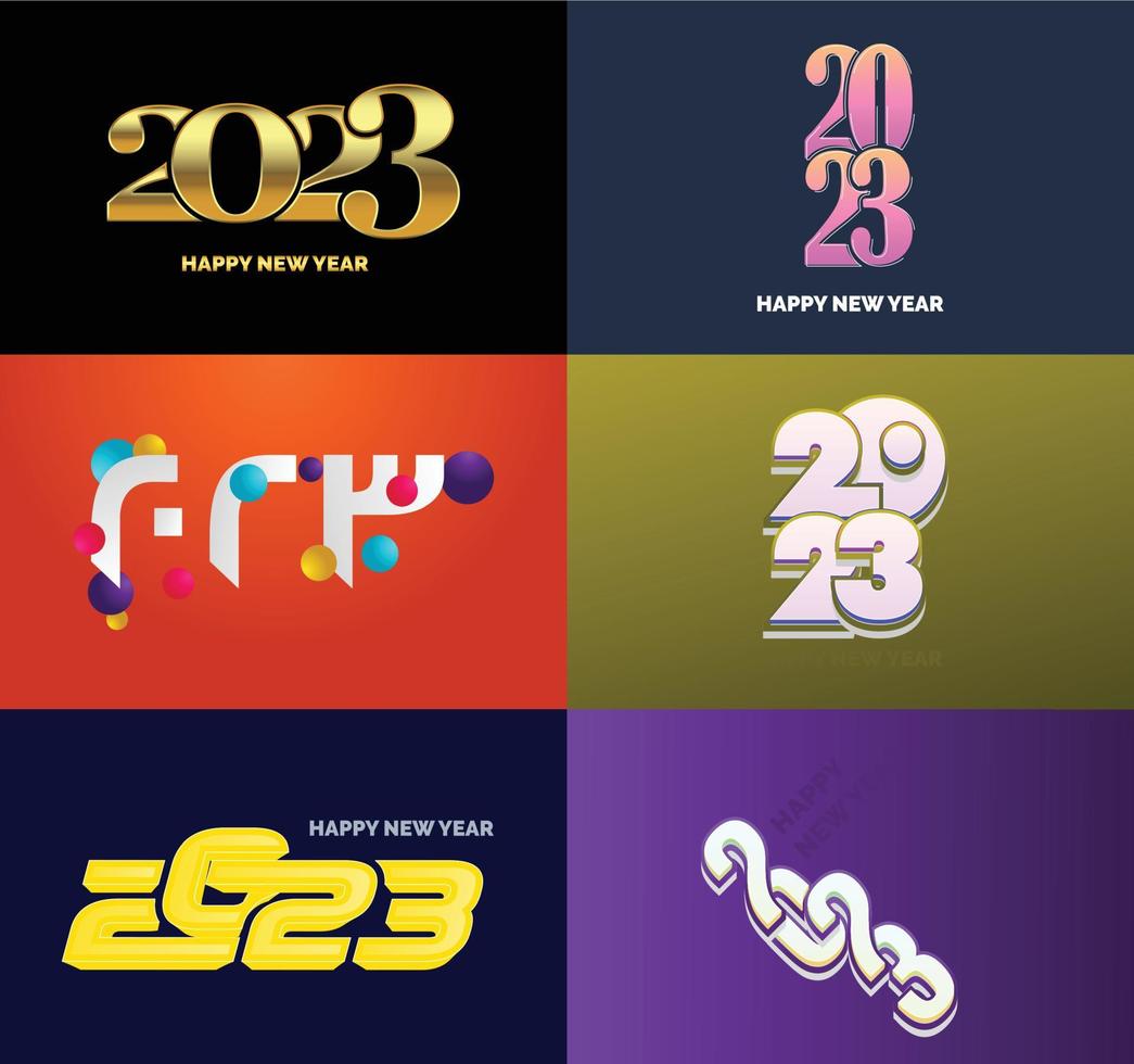 Big Set of 2023 Happy New Year logo text design 2023 number design template vector